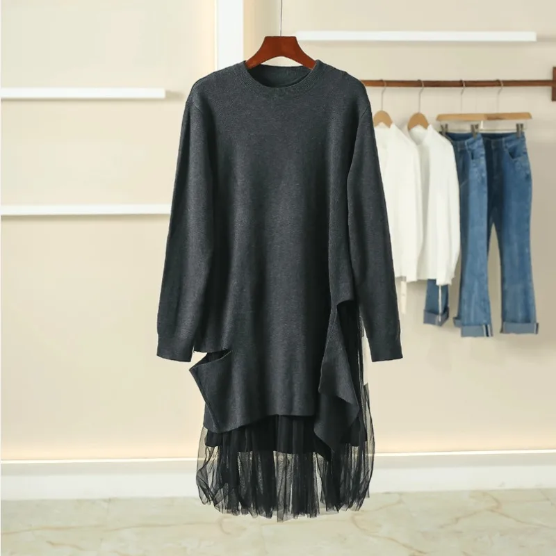 

Пуловеры, новый европейско-американский дизайн Майяра, вязаный свитер, женский нишевый свитер с нерегулярным кружевом, женская верхняя одежда