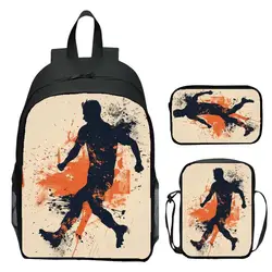 3pcs/set Digital Printed Football Star Womens Backpacks Kids School Backpack for Girls Schoolbag Mens Shoulder Bag for Boys