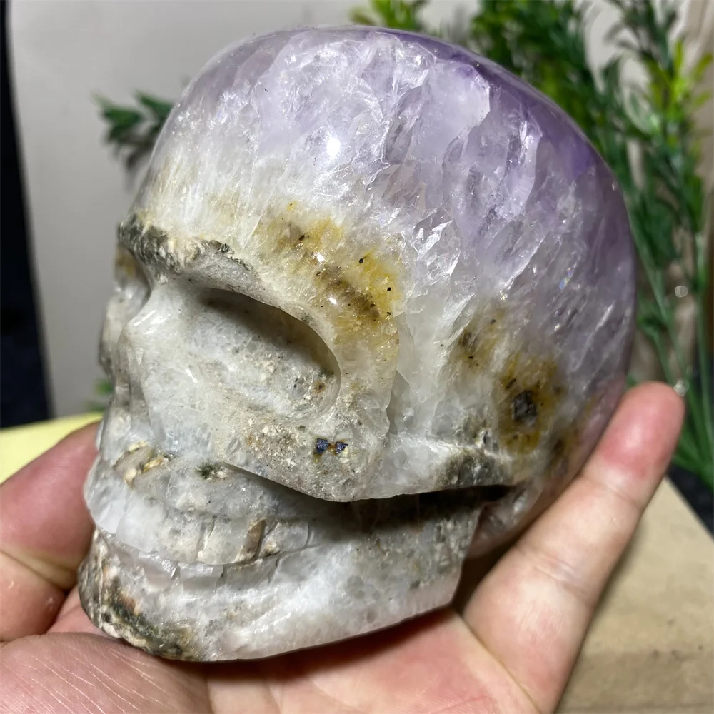 Amethyst Quartz Skull Natural Crystal Cluster Stone Carving  Gemstones Minerals Decoration Wicca Decoration Spiritual Reiki