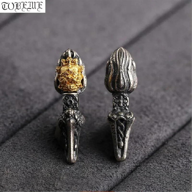 100% 925 Silver Gold-plated Buddhist Mahakala Dorje charm Good Luck Tibetan Black Wealth Buddha Amulet