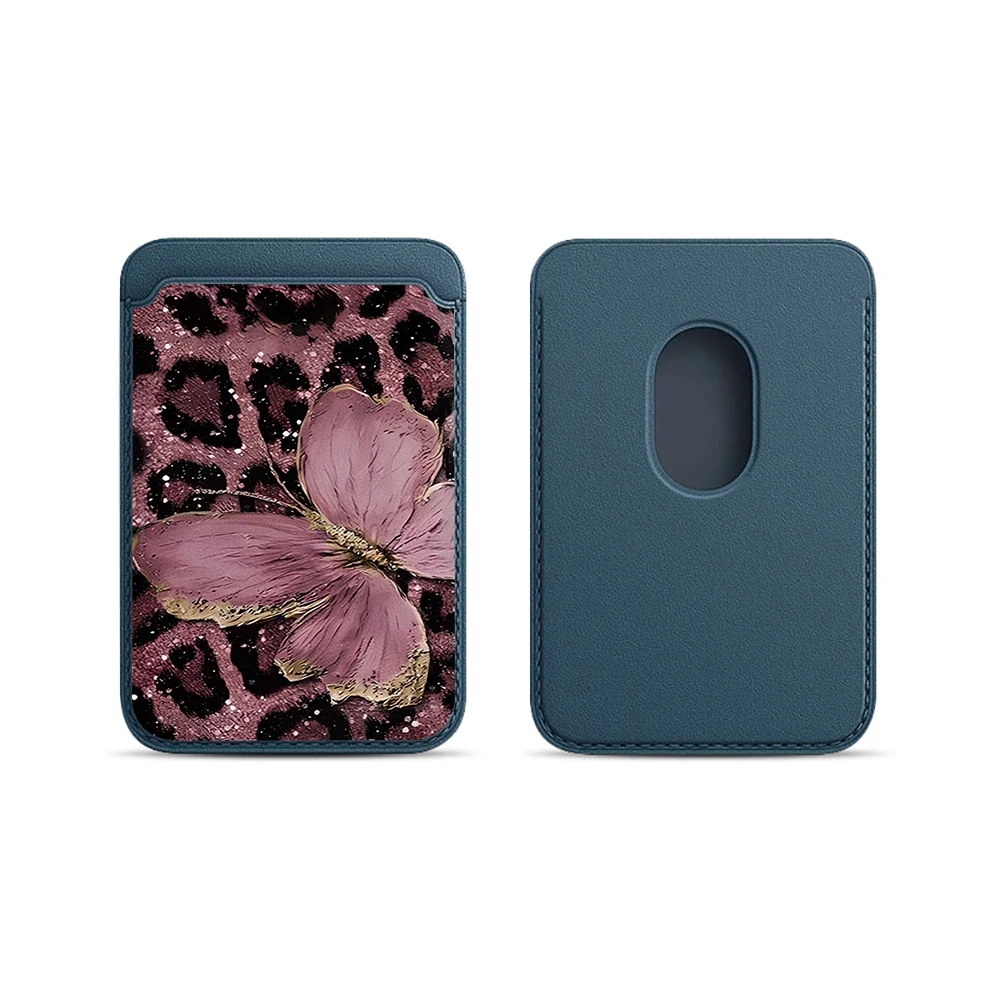 Leoparden-Schmetterling Leder-Kartenetui Handyhülle Kartenhalter für Magnetische Hülle Geeignet für alle iPhones mit Magsafe-Kartenfunktion – Detail 7