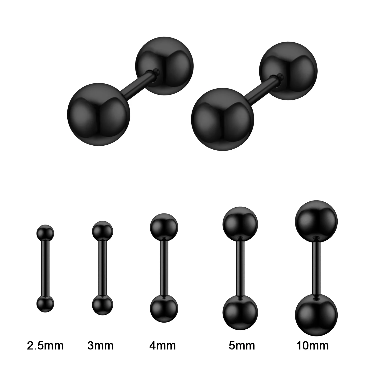 1Pair Fashion Titanium Steel Stud Earring Small Ball Screws Small Earrings Ear Bone Nail Lip Piercing Body Jewelry