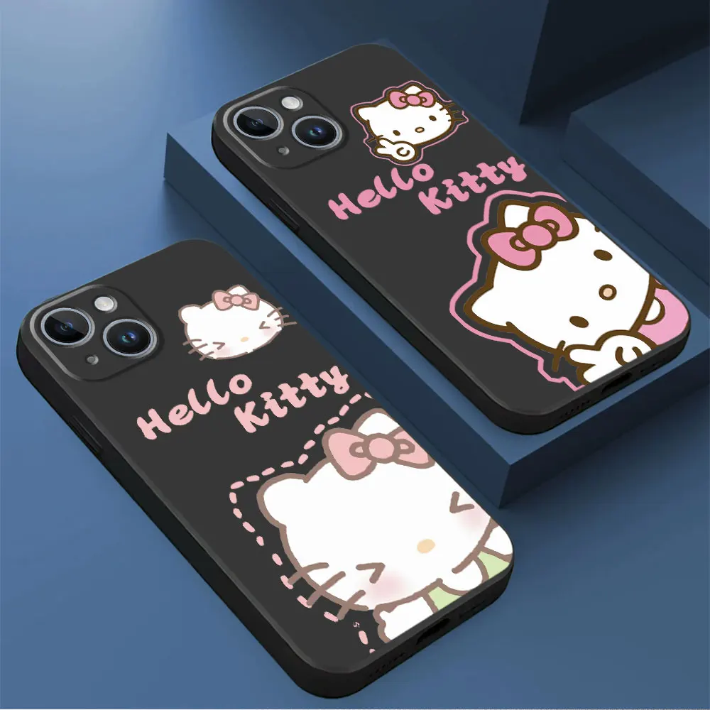 Suromi Hello-kittys Case for Google Pixel 6a 7 Pro 8 Pro 7a 6 Pro Black Soft Cover Matte Back