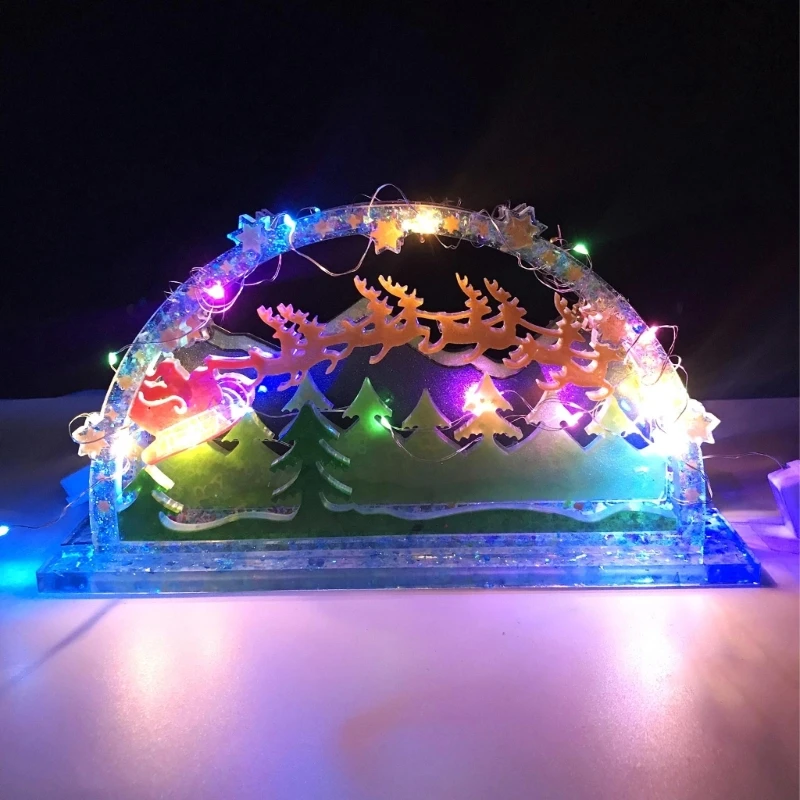Christmas Resin Silicone Mold Reindeer Sled Mold Table Decorations Resin Mold Dropship