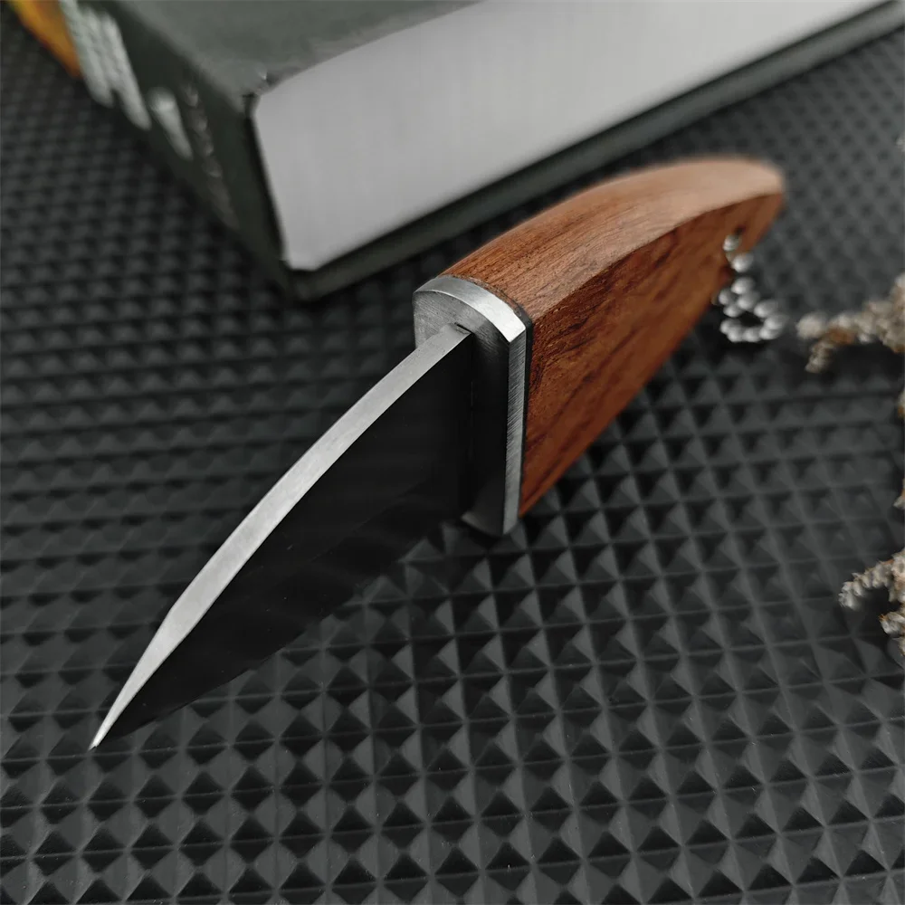 Multifunctional Small Neck Chain Fixed Knife 5Cr13Mov Blade Olive Wood Handle Portable Camping Hunt Knives Mini Pocket EDC Tool