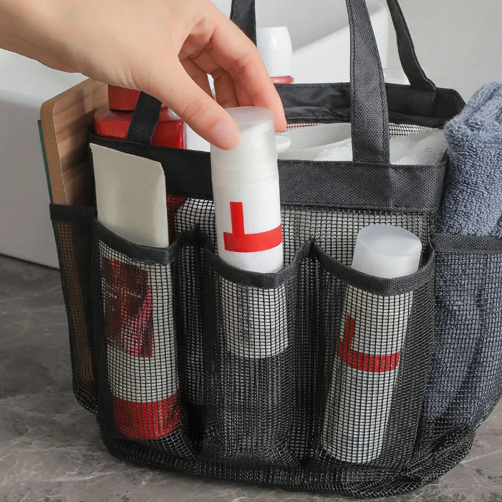 Mesh Shower Caddy Portable for College Dorm Large Tote Bag Durable with 8 Pockets xobw for Bathroom Dorms Beach Camping