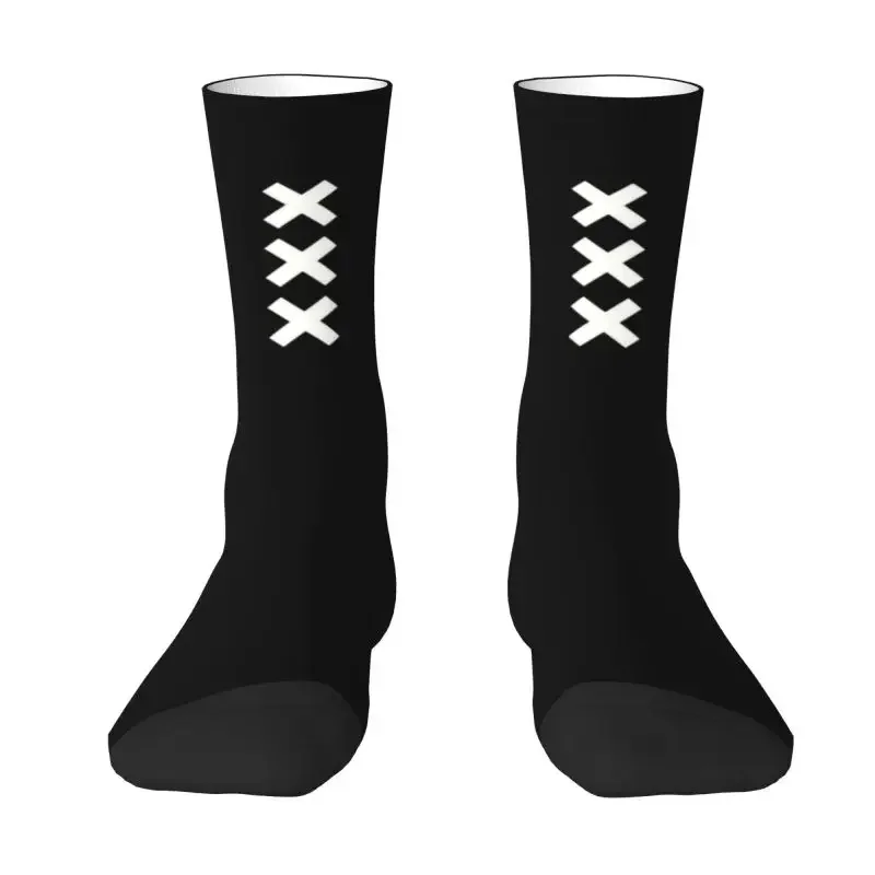 Amsterdam Andreas Cross Men's Crazy Crew Socks Hip Hop Fashion 3D Printing Netherlands Dress Socks