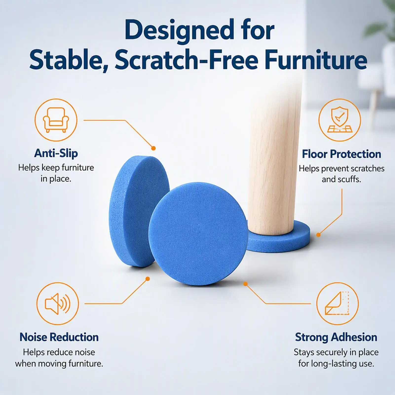 Pads For Chair Legs Protectors 10Pcs Anti Slip Mat Bumper Damper Non-Slip Round Square Self Adhesive Table Feet Protector