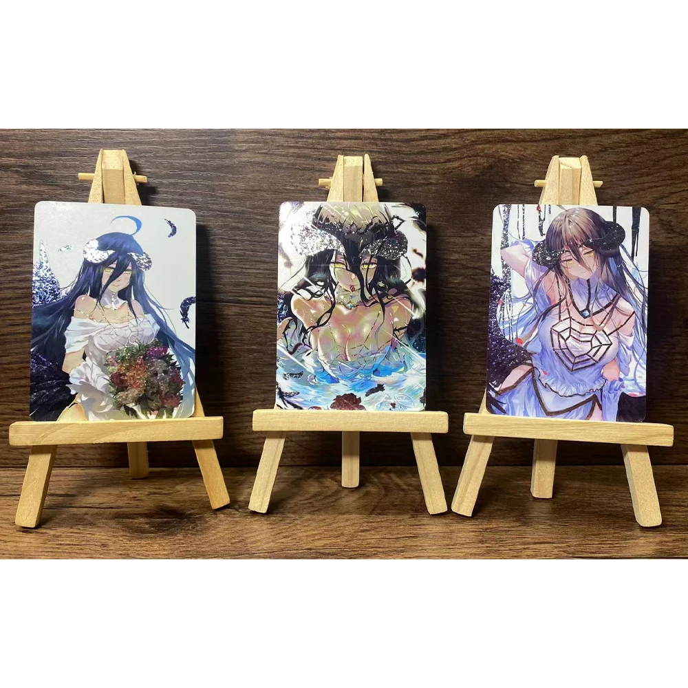 3Pcs/set Overlord Albedo Series Color Flash Card Kawaii Diy Gift Toys Game Anime Collection Cards