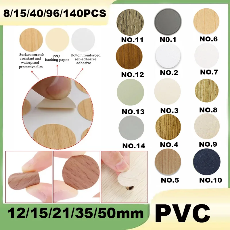 Wooden Furniture Screw Cap Cover Hole Sticker 12/15/21/35/50mm Self Adhesive Art Decorative Stickers For Desk Drawer Cabinet