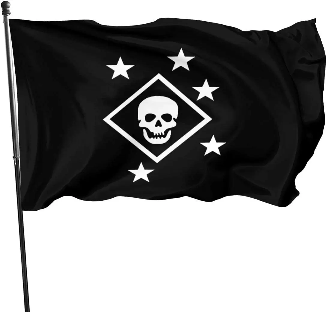 Bandera MARSOC ma-rine ra-iders, Bandera de EE. UU., Bandera de jardín, patio, decoración de la casa, banderas de desfile, blanco y negro