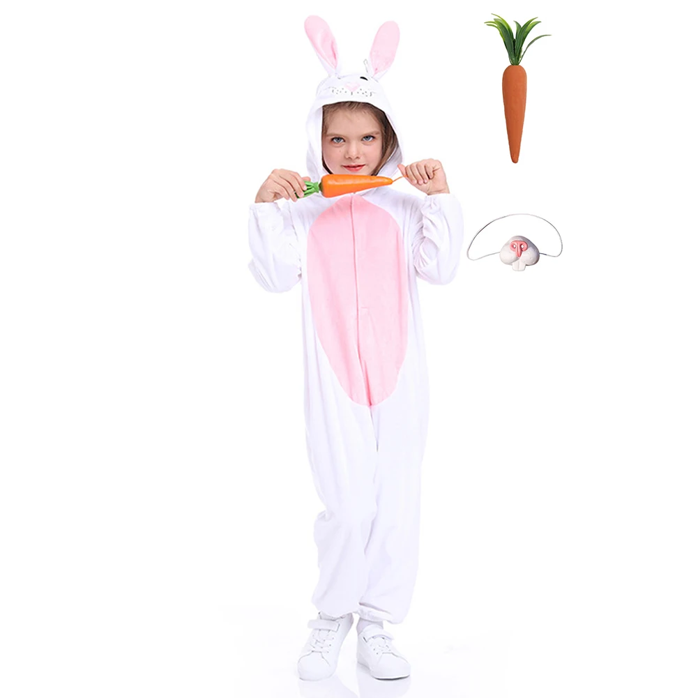 Disfraz de conejo de Pascua para niños, mono, pijamas, zanahoria, nariz de conejo, disfraz de Halloween, traje de fiesta de Carnaval