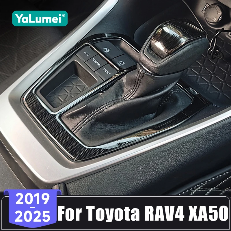 Für Toyota RAV4 XA50 Hybrid 2019 2020 2021 2022 2023 2024 2025 Edelstahl Schaltknauf-Abdeckung, Rahmenverkleidung, Aufkleber