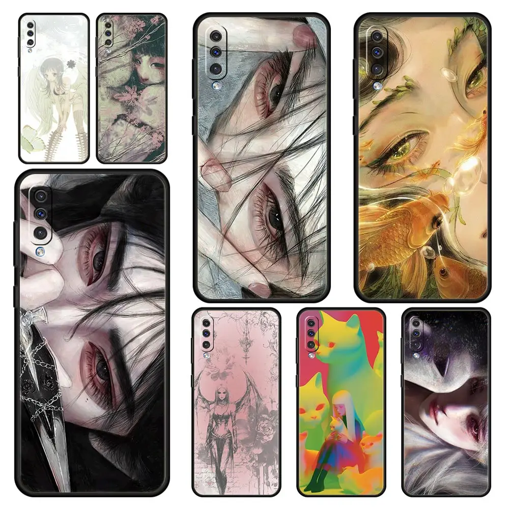 Phone Case for Samsung Galaxy A56 A36 A26 A16 A06 A54 A42 A34 A24 A22 A20 A12 A40 A50 5G Soft TPU Shell Cartoon Girl Fundas Bags