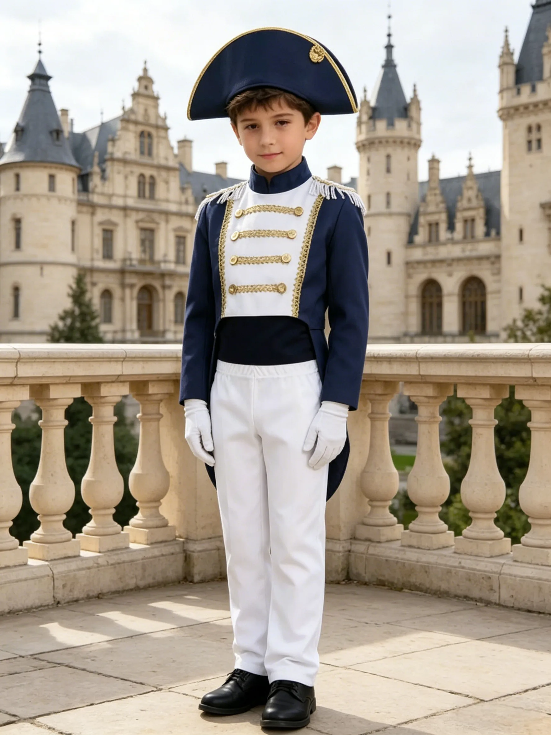 Conjunto de Disfraz de Guardia Real para Niños, Chaqueta, Pantalones, Gorro y Guantes para Representaciones Escénicas y Cosplay de Fiesta