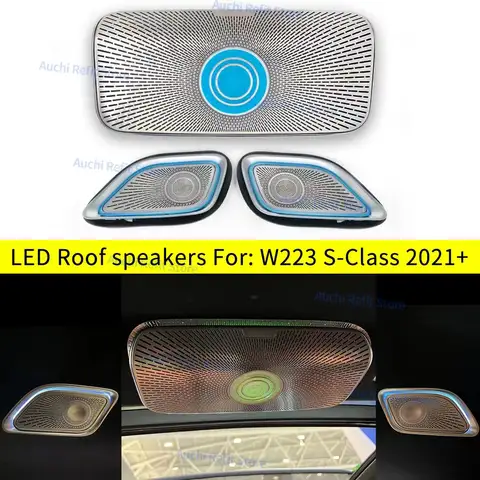 LED 자동차 지붕 조명 스피커, 메르세데스 벤츠 S 클래스 W223 S450L S500 4D 회전 트위터 스피커 커버 경적 램프, 64 색