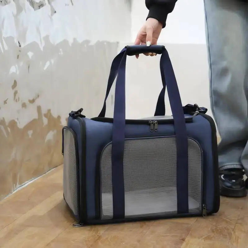 حاملات الحيوانات الأليفة على ظهره المحمولة تنفس حقيبة كتف قابلة للطي القط الكلب الناقل أكياس المنتهية ولايته السفر الحيوانات الأليفة حقيبة يد حقيبة النقل #3