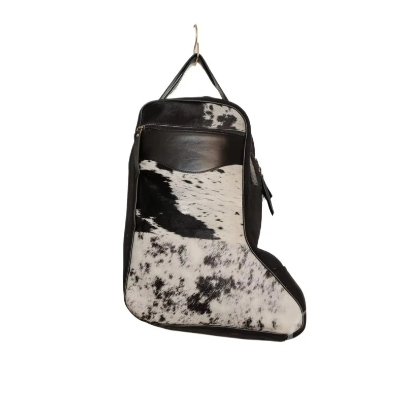 

Handmade hair leather shoe bag men's and women's personalized leather hiking boots bag shoes travel bag