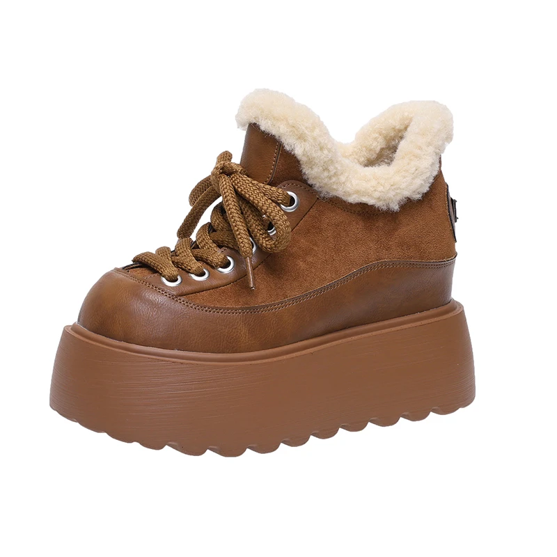 

Flats Ankle Boots for Women Platform Designer Shoes Lace Up Fashion Winter Snow Boots 2026 New Suede Cozy Chelsea Botas De Mujer