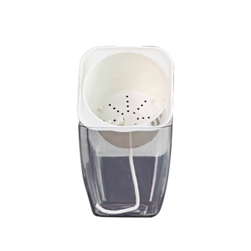 Transparent Indoor Self-Watering Planter Small Square Flower Pot Plastic Planter for Seedlings Plant Pot