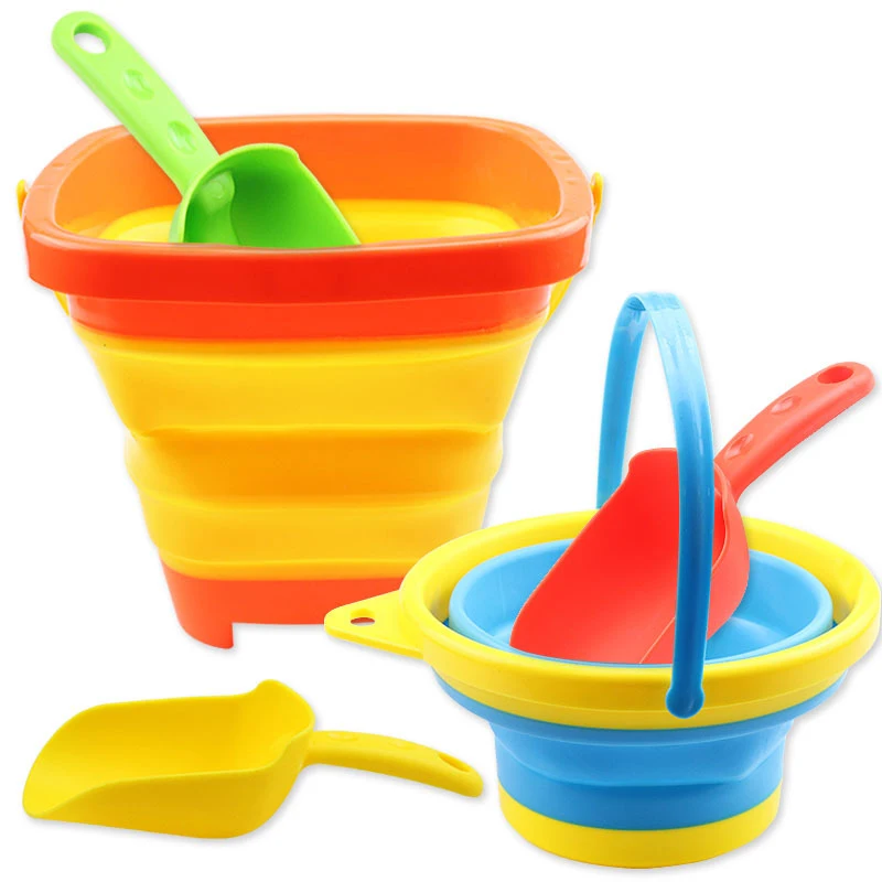 Outdoor Portable Beach Bucket Sand Shovel Toy Baby Mini Digging Sand Tool Retractable Children Bucket Sandbox Toys Kids Gifts