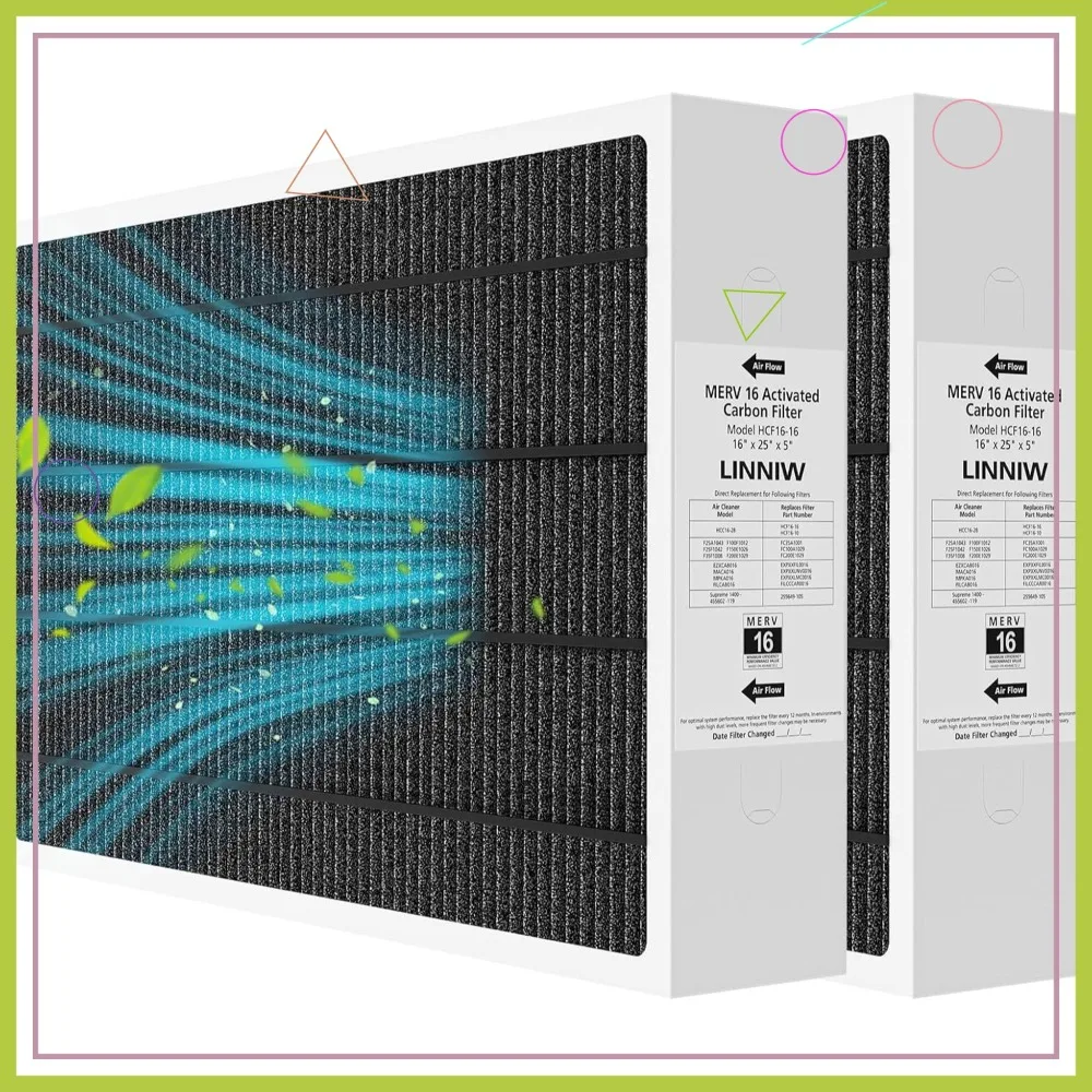 

Комплект из 2-х фильтров 16x25x5 MERV 16 для систем ОВКВ, совместимых с определёнными моделями, высокоэффективный воздушный фильтр