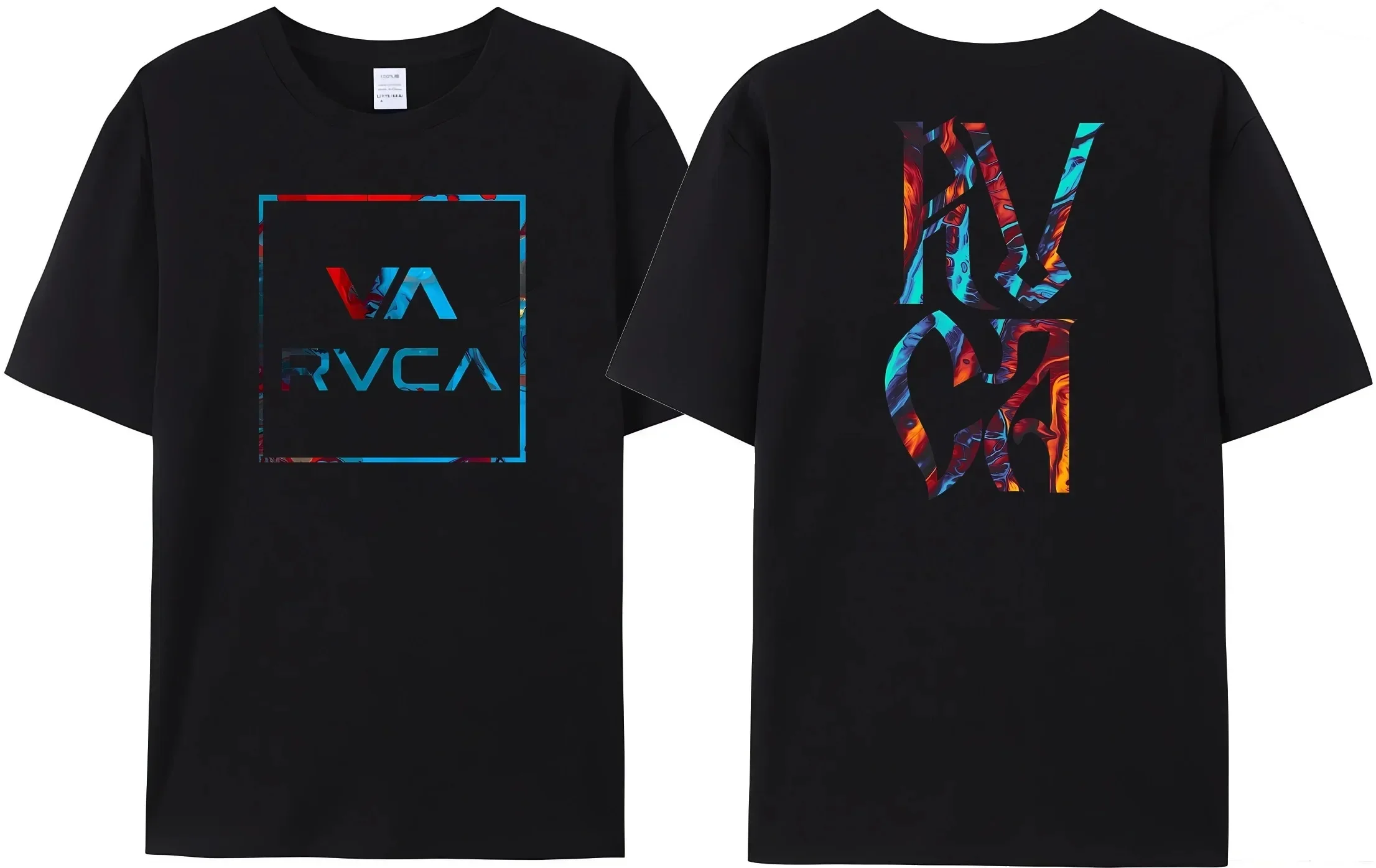 Sommer-Bestseller Casual T-Shirt: RVCA VA Herren Gemini Symmetrischer Druck T-Shirt Reine Baumwolle Bestes Doppelseitiges T-Shirt – Detail 3