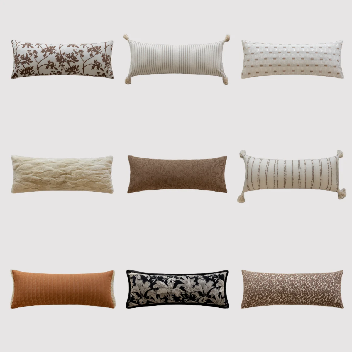 35x90cm simple rectangle long waist pillowcase brown plants pattern striped back cushion cover lumbar backrest pillow cover