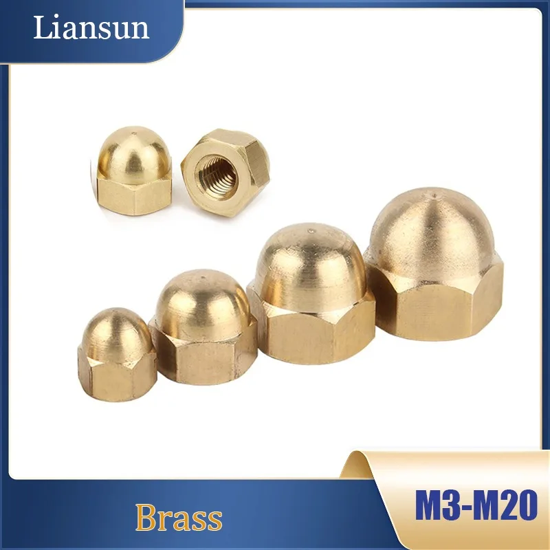 

1-25Pcs Brass Cap Hex Nuts M3 M4 M5 M6 M8 M10 M12 M14 M16 M18 M20 Decorative Dome Head Cover Semicircle Acorn Nuts