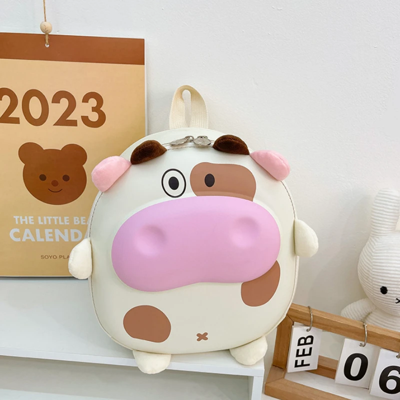 새로운 어린이 3D 하드 쉘 숄더 백 귀여운 암소 소년 소녀 학교 배낭 다기능 달걀 껍질 어린이 유치원 배낭