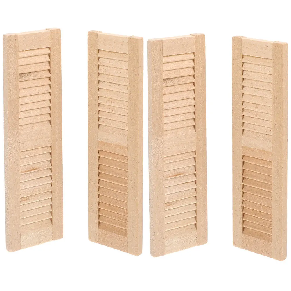 

4 шт. миниатюрных деревянных жалюзи для мини-домиков, декоративные оконные ставни, жалюзи для входной двери, аксессуары для мини-домиков
