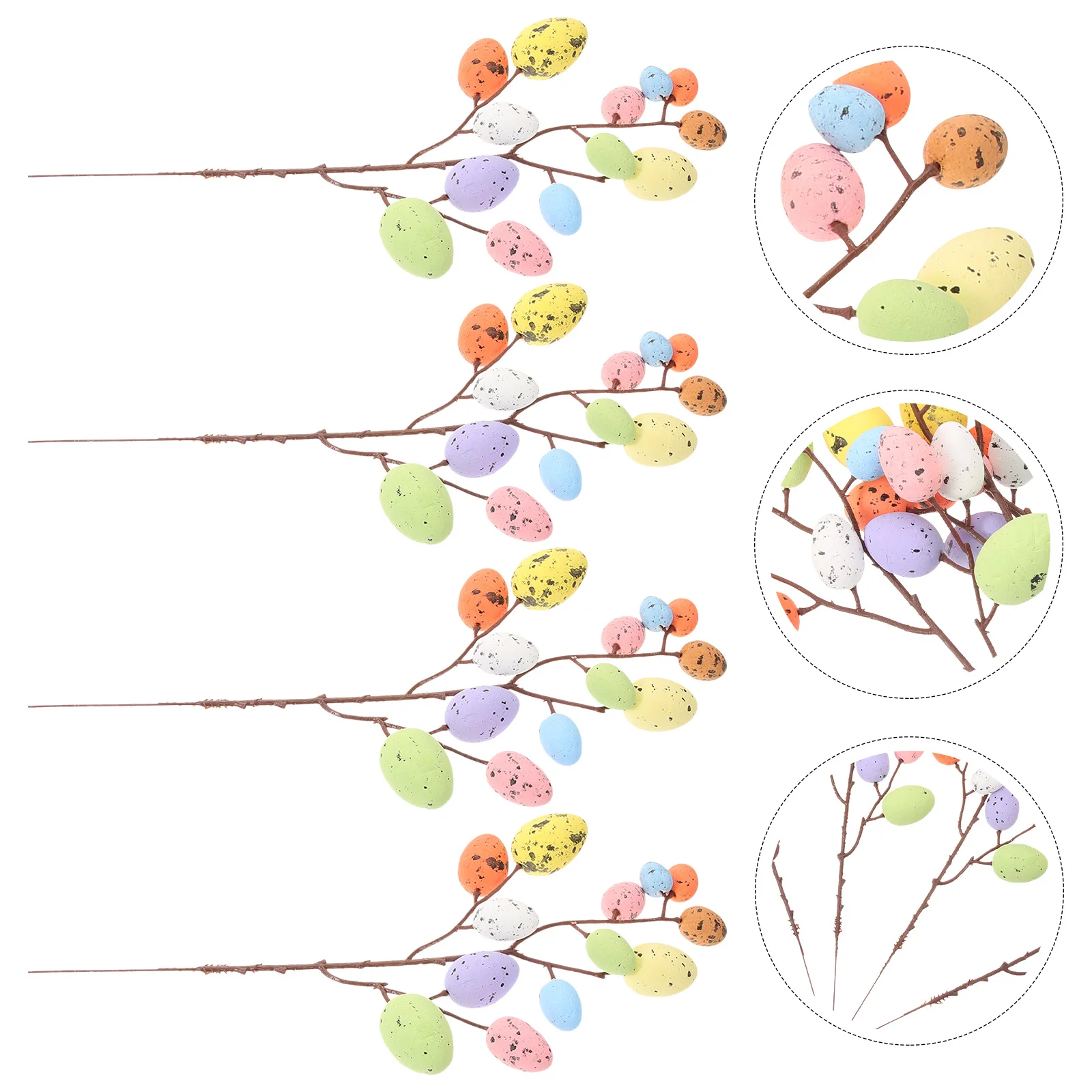 

4Pcs Easter Egg Branch Decor Artificial Egg Bouquet for Flower Arrangement Table Centerpiece Easter Party Supplies Ornaments