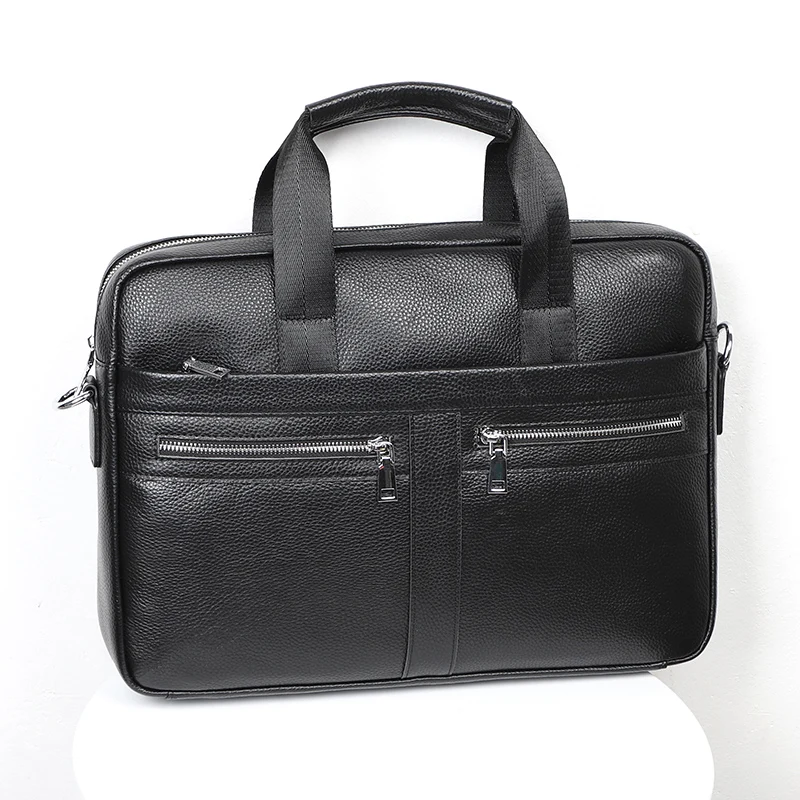 100% Cowhide Leather Briefcase Men Genuine Leather Handbags Crossbody Bags Men's High Quality Business Laptop Shoulder Bags