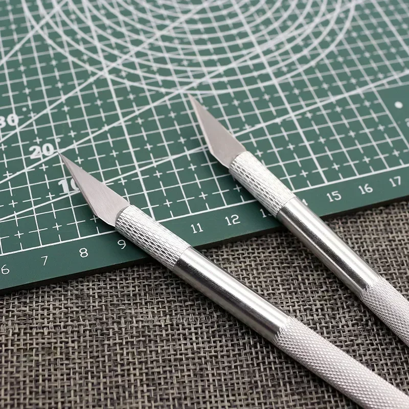 Imagen 5: Kit de herramientas de cuchillo de metal antideslizante para grabado, cuchillos de grabado artesanal + 5 cuchillas, herramienta manual para reparación de PCB de teléfonos móviles DIY