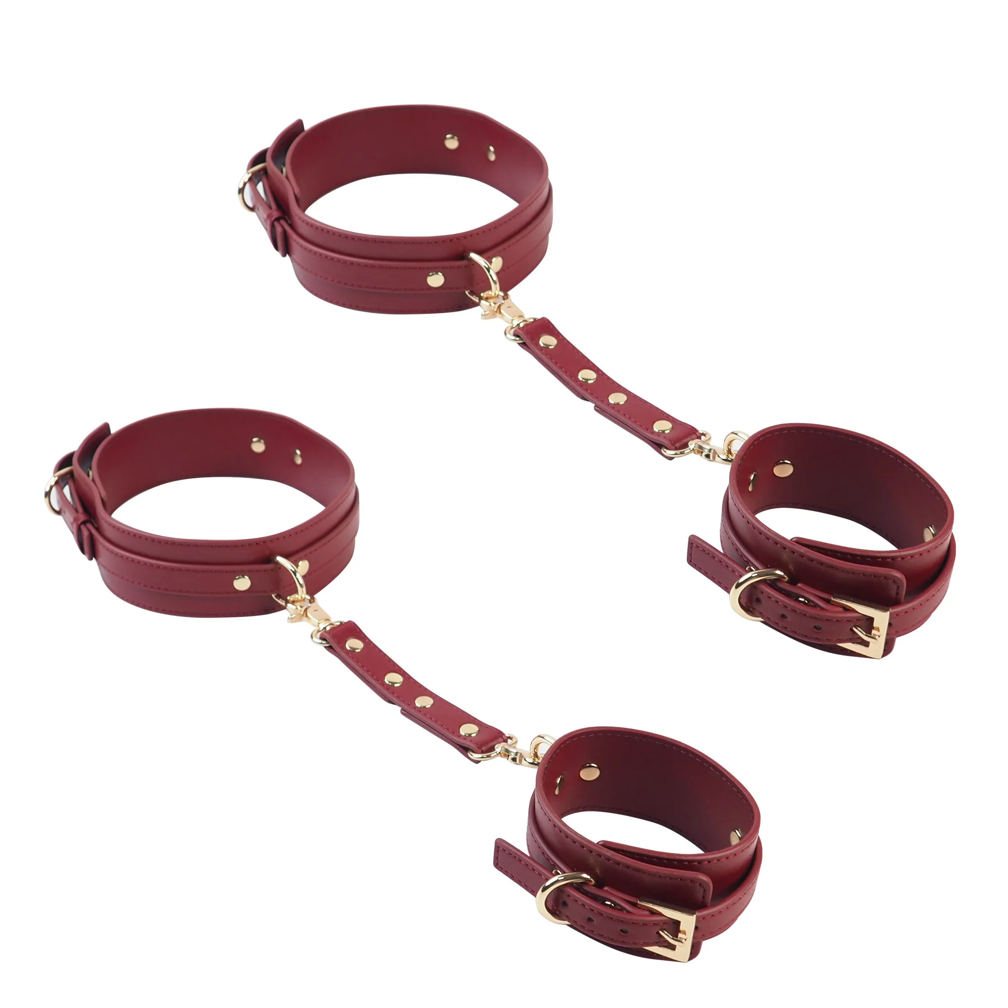 

2pcs Set Crocodile Pattern Pu Leather Handcuffs And Leg Cuffs Adult Bondage BDSM Erotic Supplies Split Legs With Hands Connected