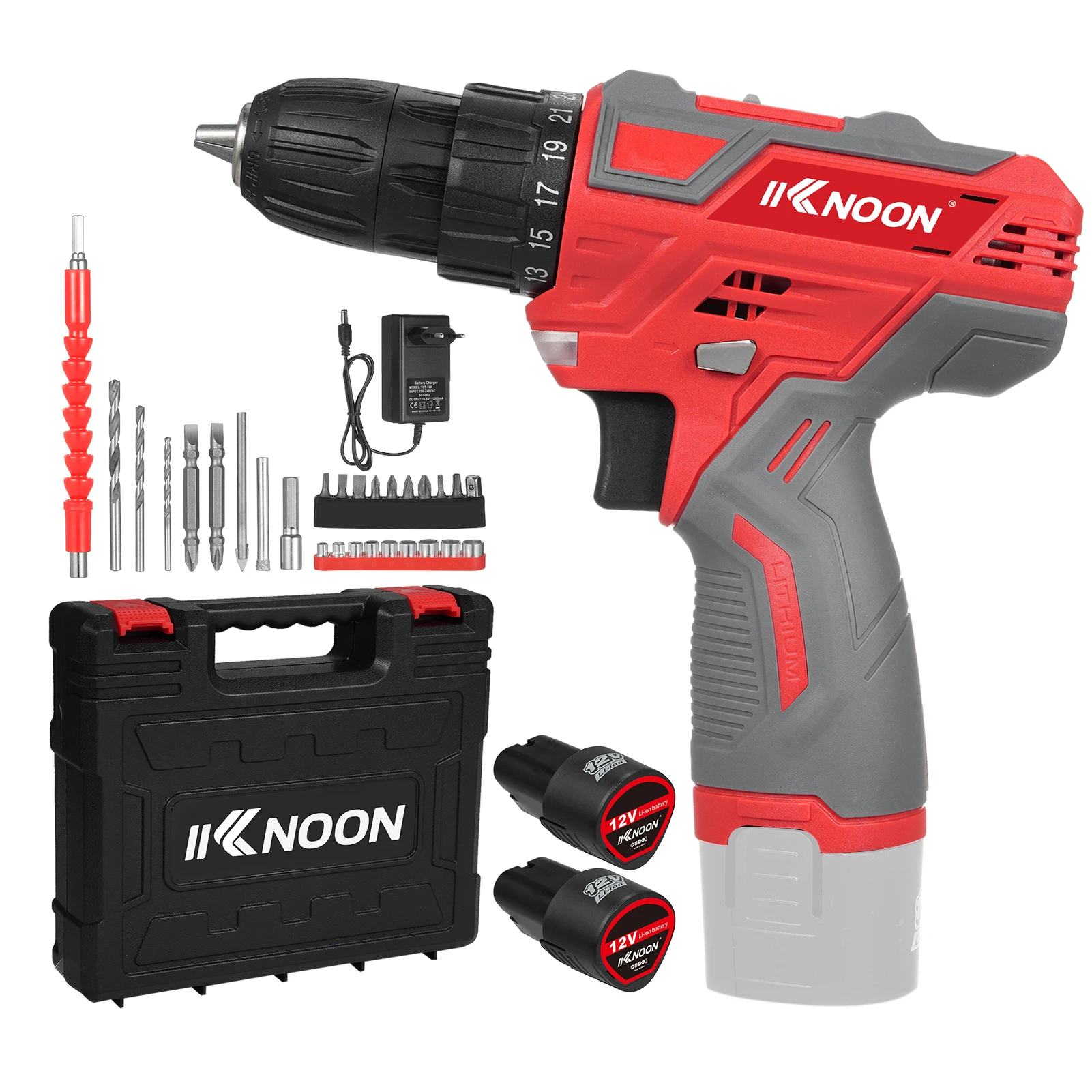 12V Portable Cordless Electric Drill 3/8 Inch Chuck Handheld Power Drill Screwdriver Brushless Lithium Drill Set