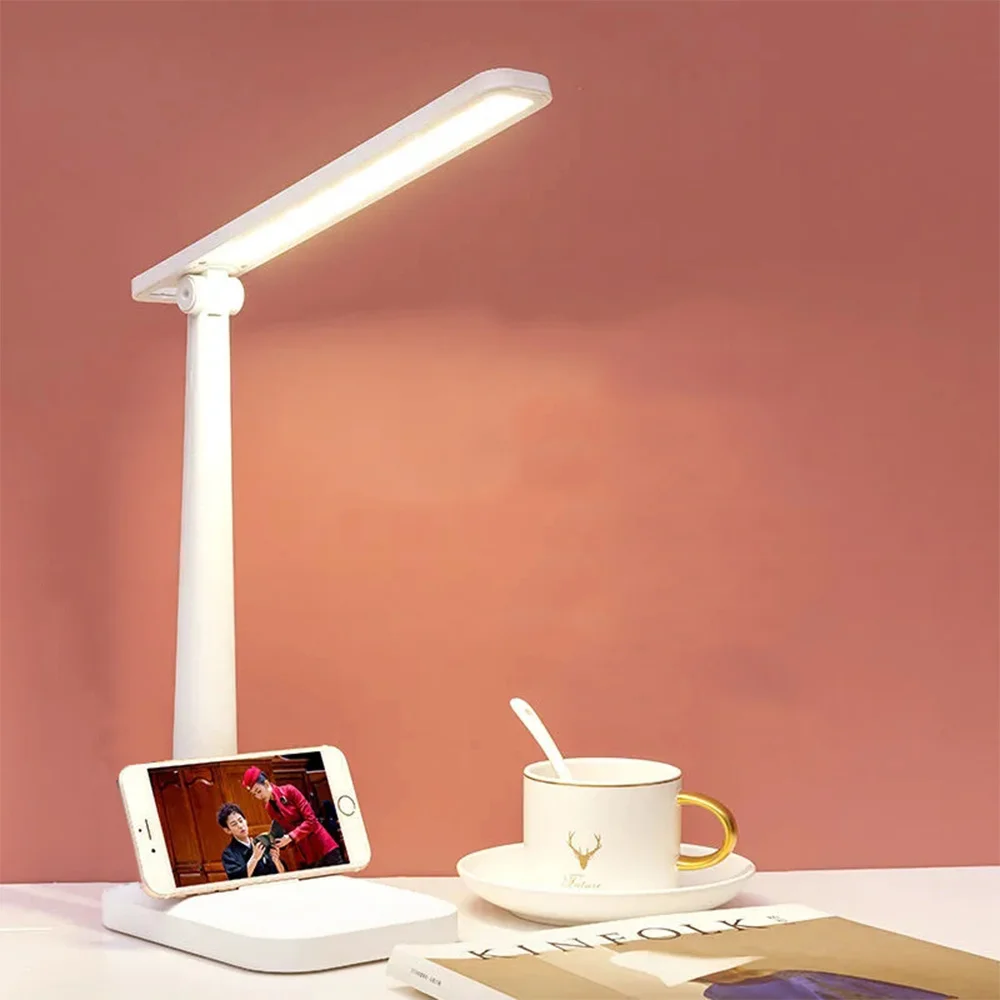 

Led Desk Lamp 3 Colors Touch Stepless Dimming Foldable Table Lamp Bedside Reading Eye Protection Desk Lights Bedroom Night Light