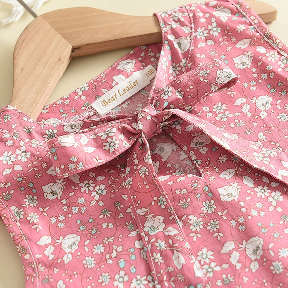 Melario Kleinkind Kinder Baby Mädchen Floral Blau Bluse T-shirt Hosen Sommer 2PCS Anzug Infant Mädchen Kleidung 2-6 jahre Neue Mädchen Outfits – Detail 4