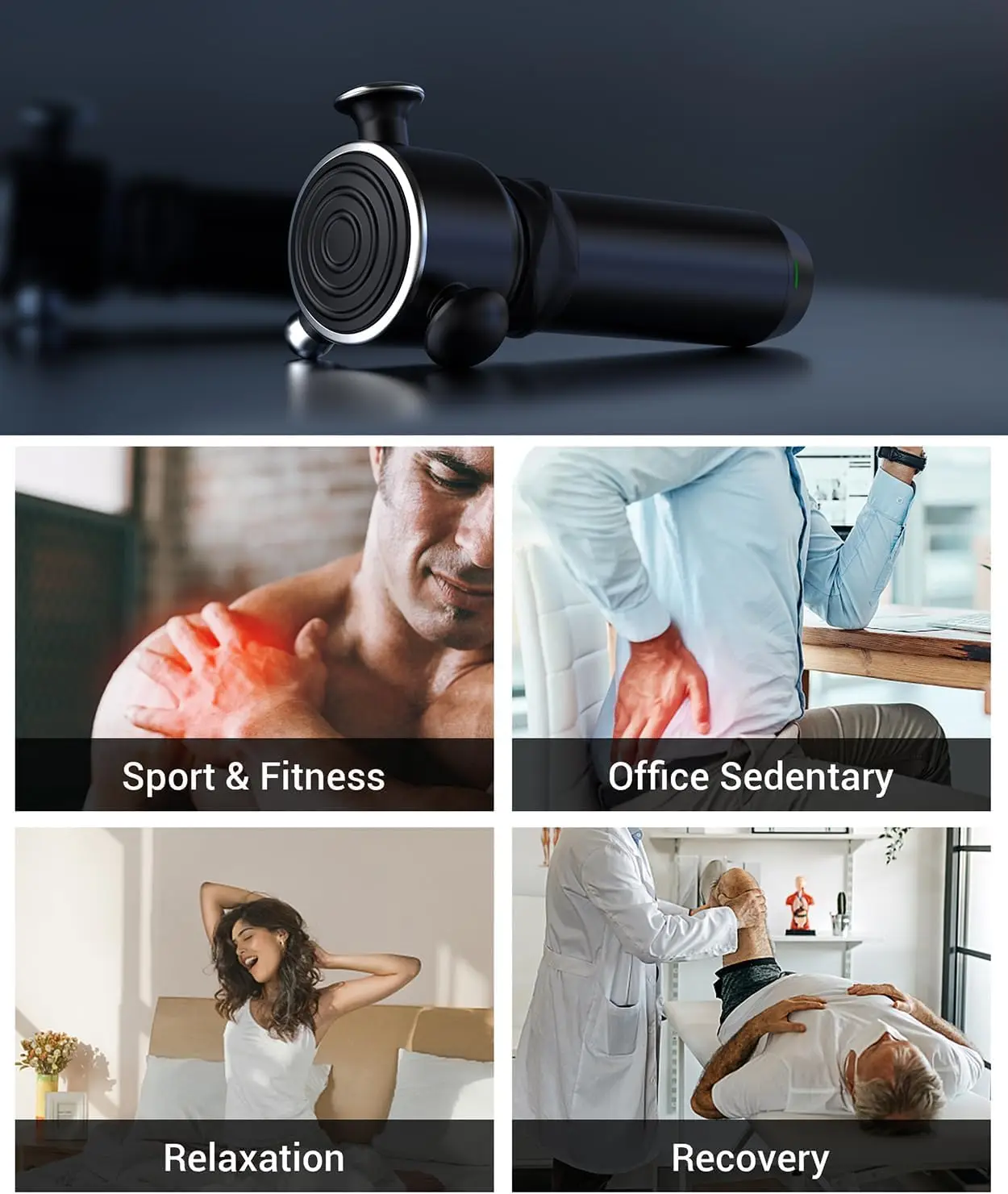 R1 Deep Tissue Vibrating Massager - Back & Muscle Pain Relief Therapy Gun - Trigger Point Massage for Him