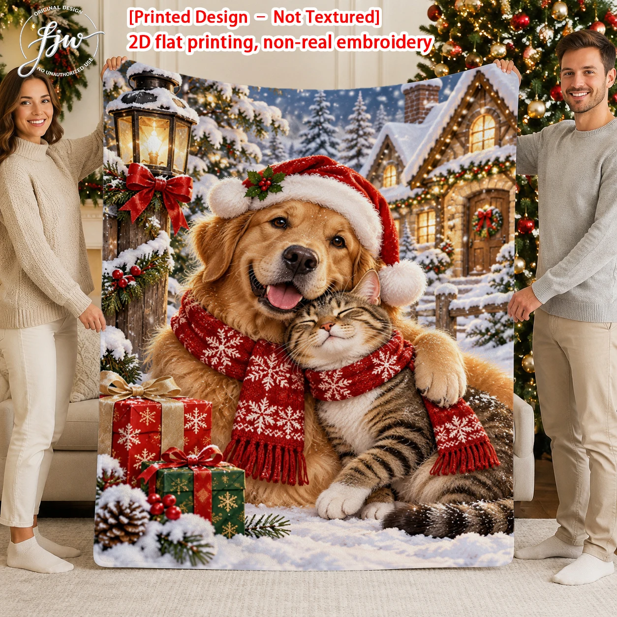 1pc Christmas Cute Dog Cat Winter Snow Flannel Throw Blanket Warm holiday home decoration blanket