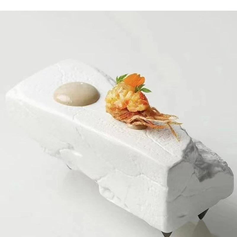 Rectangular Brick Ceramic Plate Japanese Restaurant Sashimi Sushi Afternoon Tea Cake Dessert Home Tableware