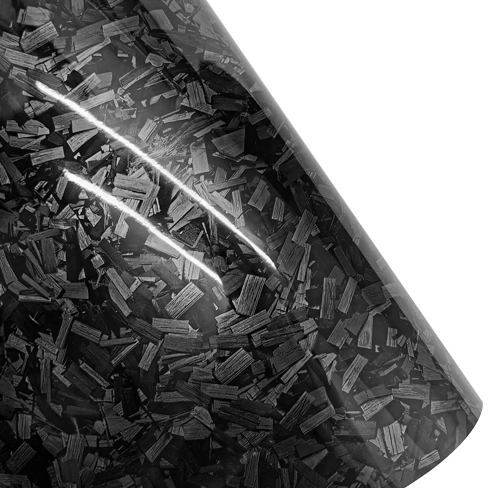 High Gloss Forged Carbon Fiber Car Wrap Sticker 1PC, Self-Adhesive Vinyl Decal for Hood Roof Door Black Gold Silver Red