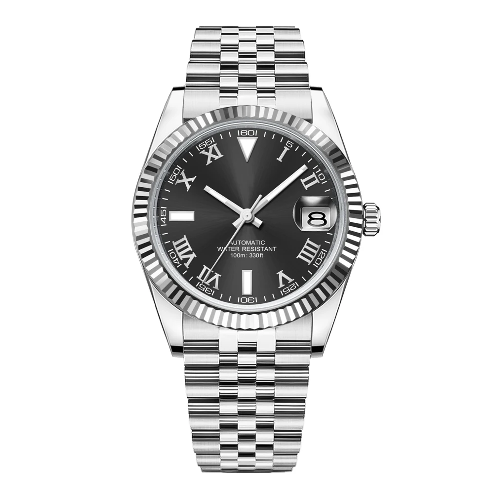 Custom Logo 36/39mm Men's Watch nh35 Automatic Mechanical reloj Sapphire 10bars Roman sterile Dial Jubliee Band Watches For Men
