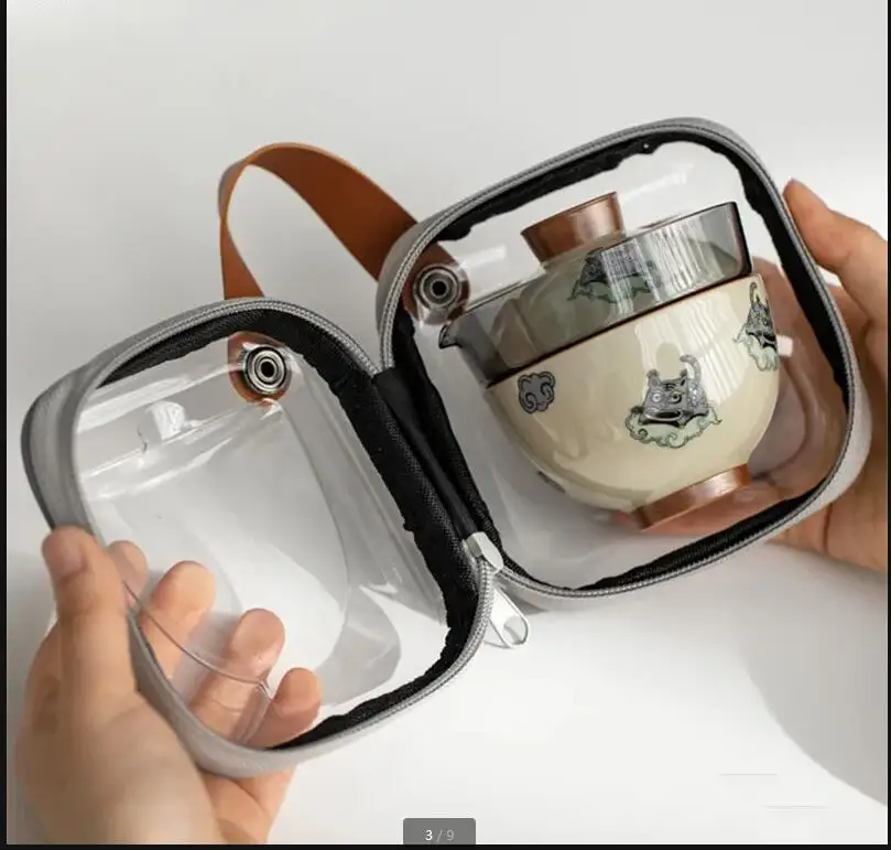 

Glass Travel Tea Set One Pot Cup Chinese Style Home Ceremony Ceramic Quick Outdoor Portable Kung Fu Teapot