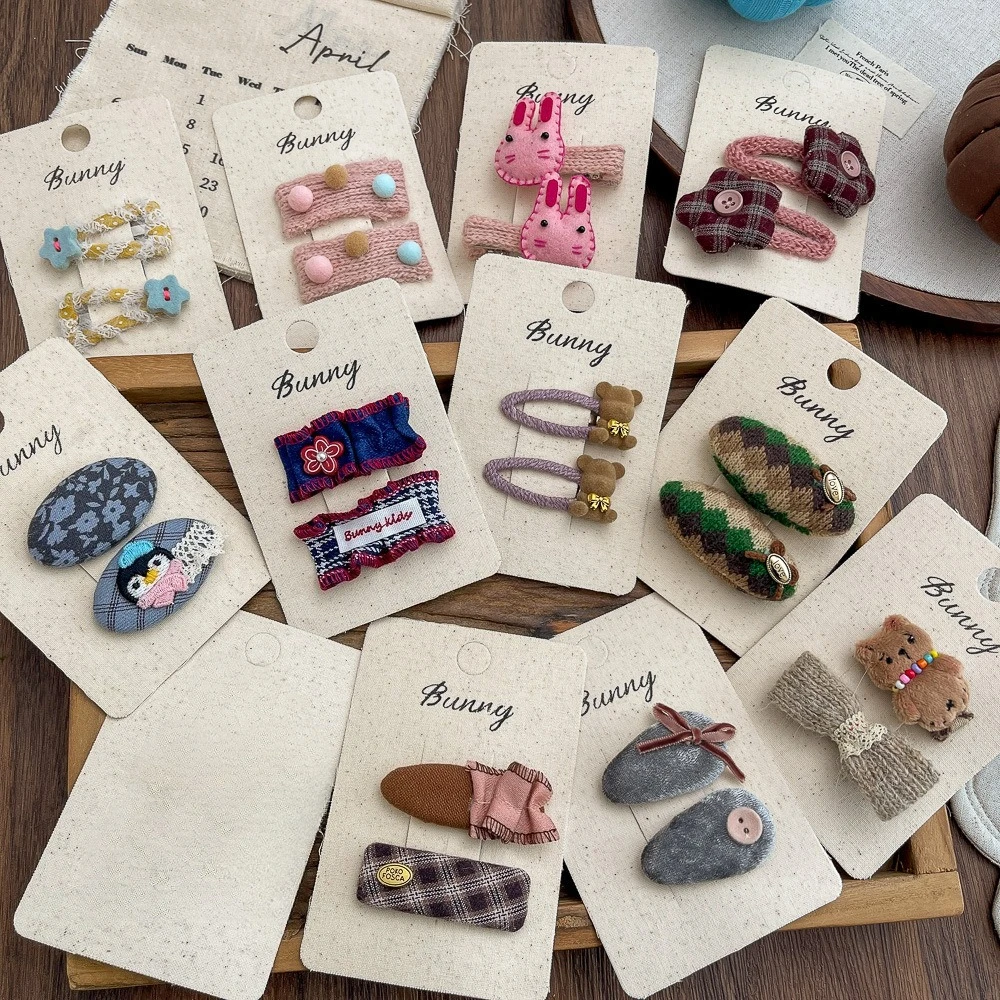 

2pcs Fabric Cute Cartoon Hairpin BB Clip Children's Hair Accessories Girl Bangs Side Clip Hairpin Hair Clip Barrettes Headwear