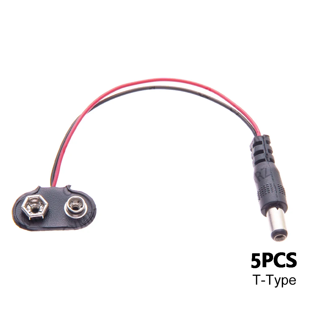 9Volt Lead Socket Plug Buckle Connection 15cm 9V Battery Connector Snap Clip Power Adapter T-type Dual Wire Holder Cable  I-type