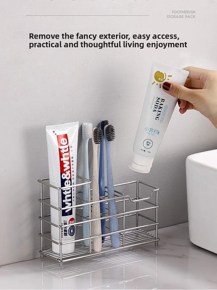 

Stainl Steel Toothbru Holder Batoom Sink Organizer Tootaste Ra Dental Kit Stand Hygienic Drainage Silicone Base