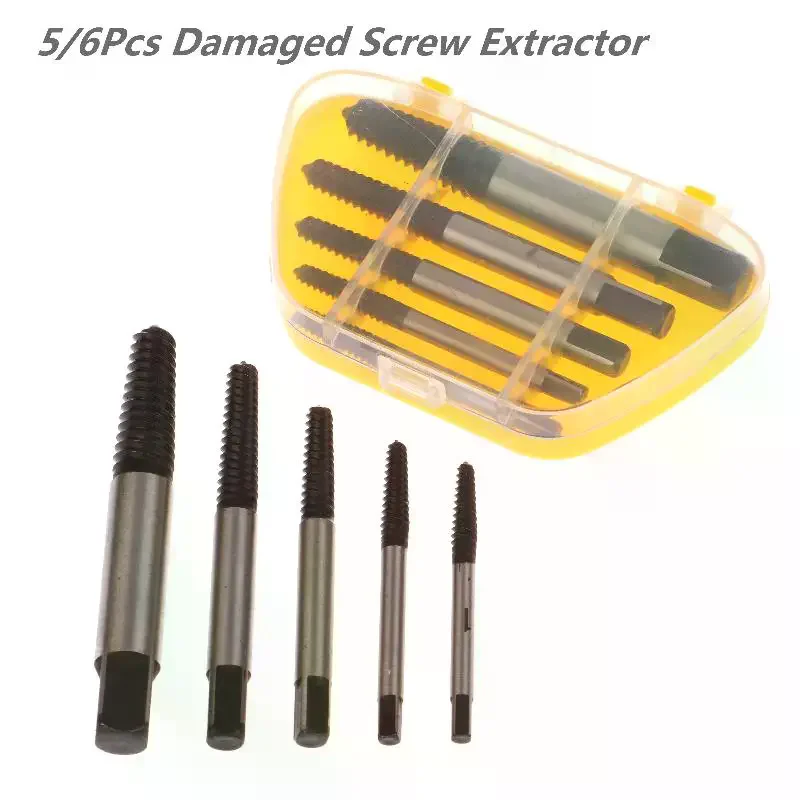 

Наборы для снятия поврежденных сломанных винтов, инструмент для снятия поврежденных болтов, экстрактор для винтов из хром-ванадиевой стали, 5/6 шт.