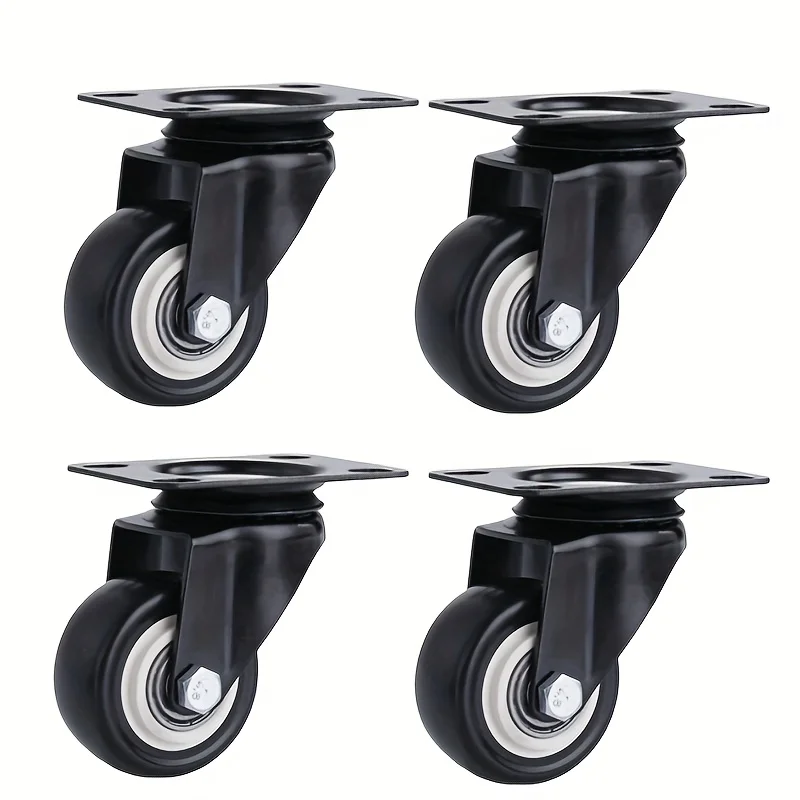 4Pcs Heavy Duty Swivel Caster Wheels With Brake Trolley Replacements Wheels Casters Rubber No Noise  Furniture Caster Hardware
