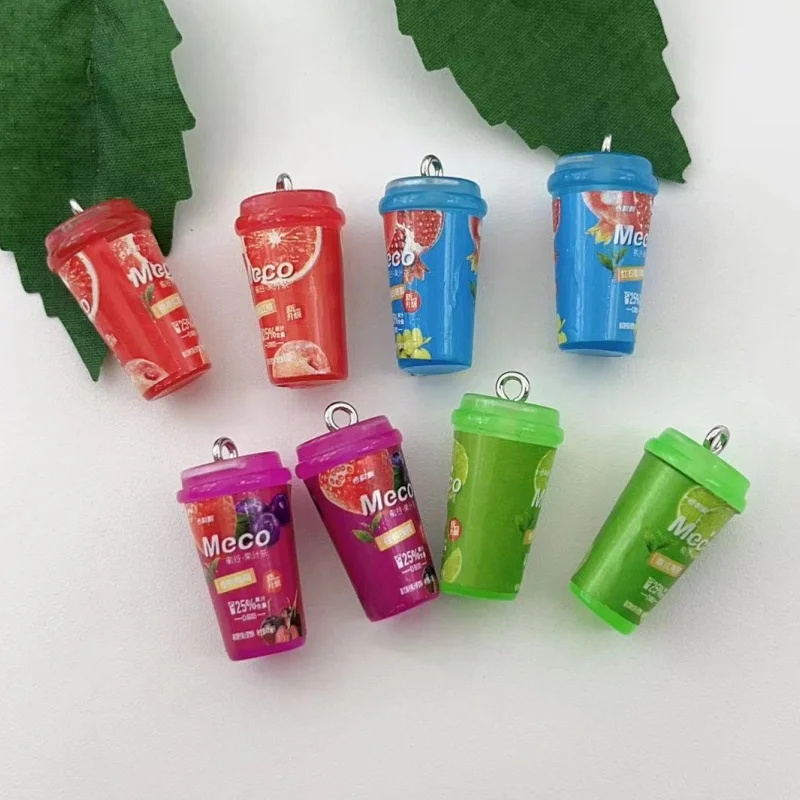 10pcs Plastic Popular Beverages Charm Juice Alcohol Lemon Water Bottles Jewelry Making Resin Pendants Mini Crafts